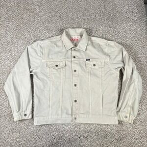 Guess Denim Jacket Mens XL Cream Vintage 90s USA Made Cotton Trucker 38807